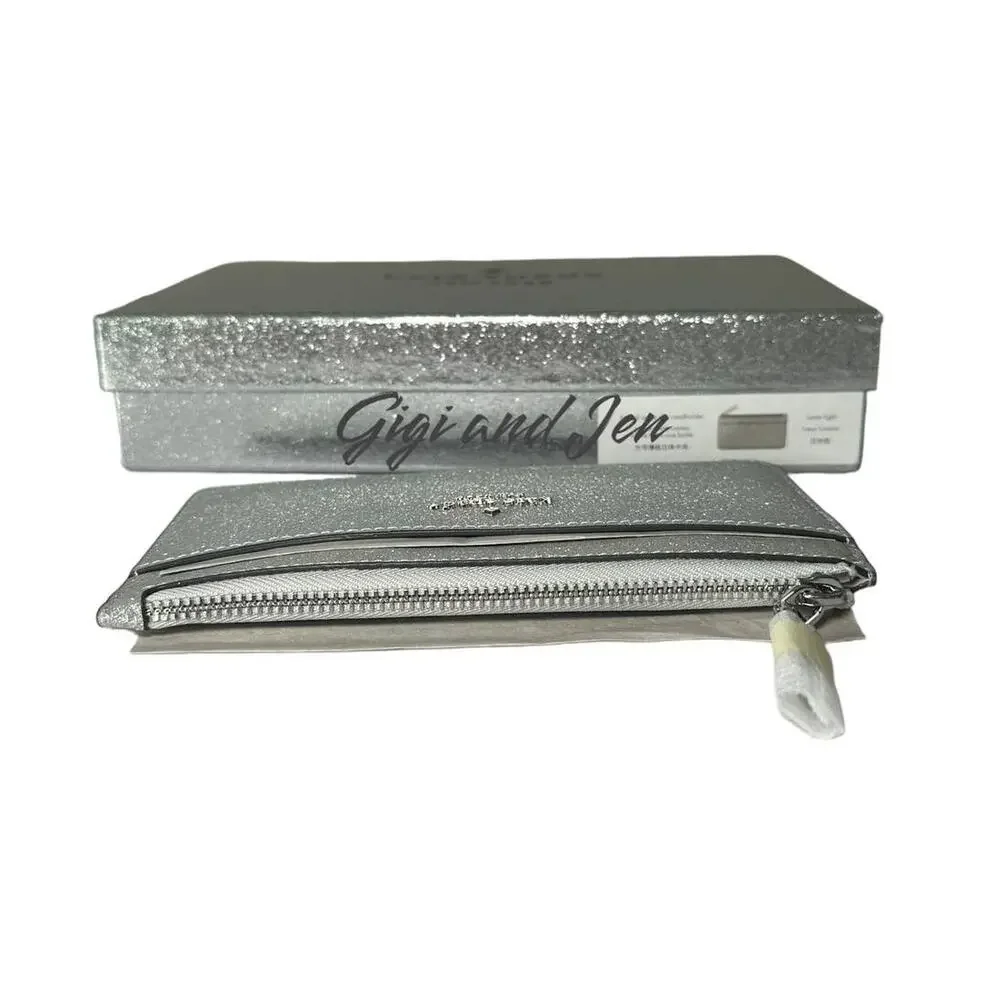 Kate Spade Shimmy Cardholder Silver Glitter New